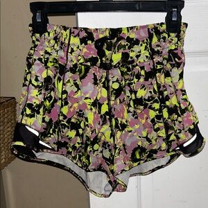 lululemon athletica Black and Yellow Floral Athletic Shorts